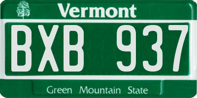 VT license plate BXB937