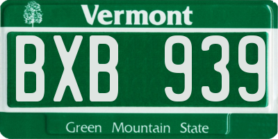 VT license plate BXB939