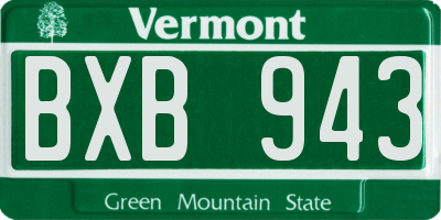 VT license plate BXB943