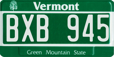 VT license plate BXB945