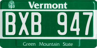 VT license plate BXB947