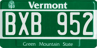 VT license plate BXB952