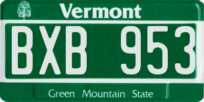 VT license plate BXB953