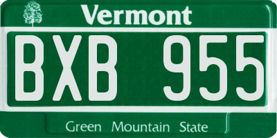 VT license plate BXB955