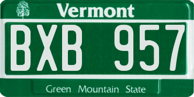 VT license plate BXB957