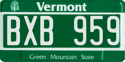 VT license plate BXB959
