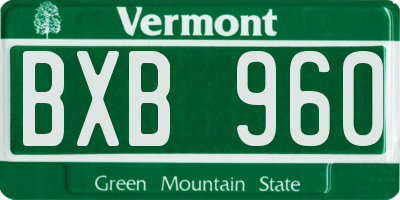 VT license plate BXB960