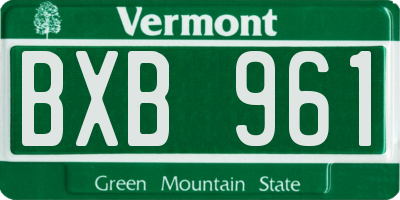 VT license plate BXB961