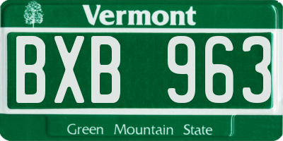 VT license plate BXB963
