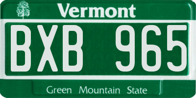 VT license plate BXB965