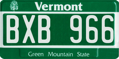 VT license plate BXB966