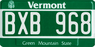 VT license plate BXB968