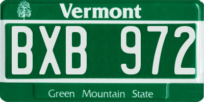 VT license plate BXB972