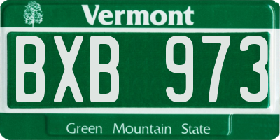 VT license plate BXB973