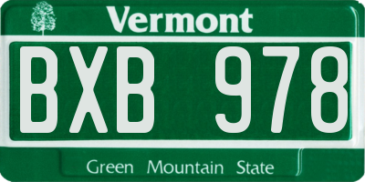 VT license plate BXB978