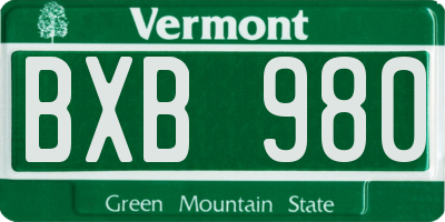 VT license plate BXB980