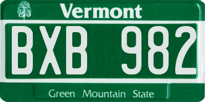 VT license plate BXB982
