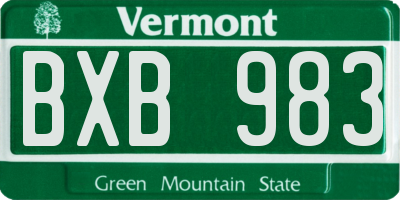 VT license plate BXB983