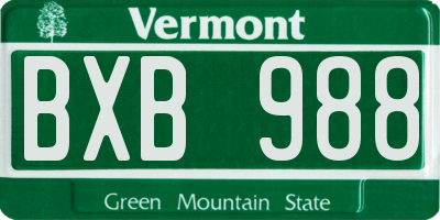 VT license plate BXB988