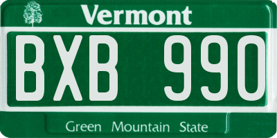 VT license plate BXB990