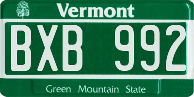 VT license plate BXB992