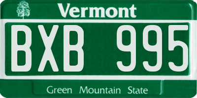 VT license plate BXB995