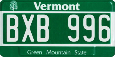 VT license plate BXB996