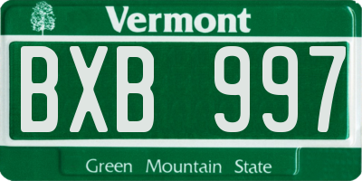 VT license plate BXB997