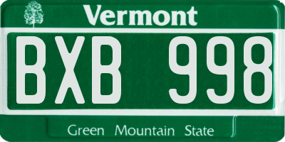 VT license plate BXB998