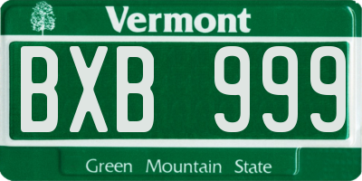VT license plate BXB999