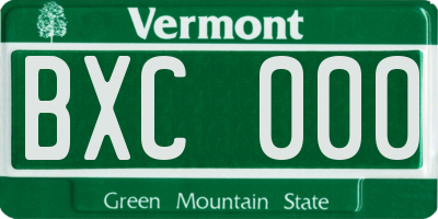 VT license plate BXC000