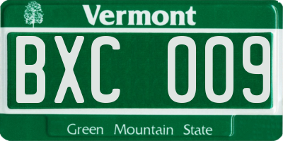 VT license plate BXC009