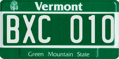 VT license plate BXC010
