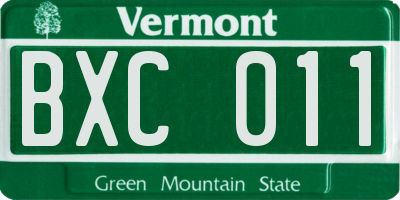 VT license plate BXC011