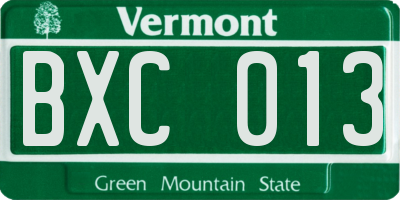 VT license plate BXC013