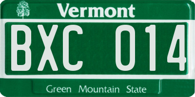 VT license plate BXC014