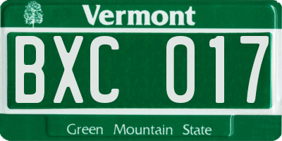 VT license plate BXC017