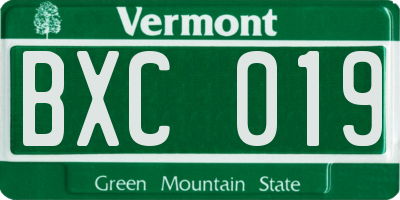 VT license plate BXC019