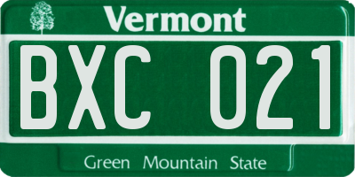 VT license plate BXC021