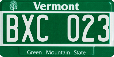 VT license plate BXC023