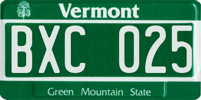 VT license plate BXC025