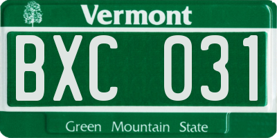 VT license plate BXC031