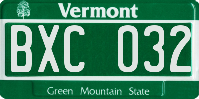 VT license plate BXC032