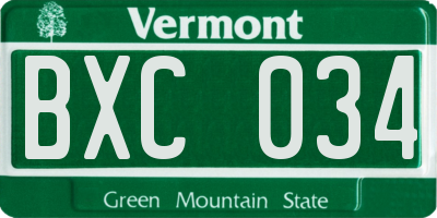 VT license plate BXC034