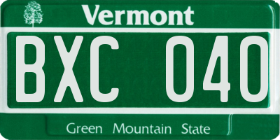 VT license plate BXC040