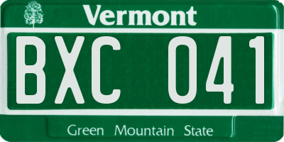 VT license plate BXC041