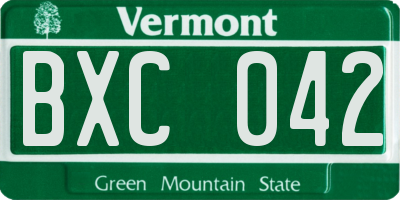 VT license plate BXC042