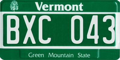 VT license plate BXC043
