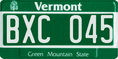VT license plate BXC045