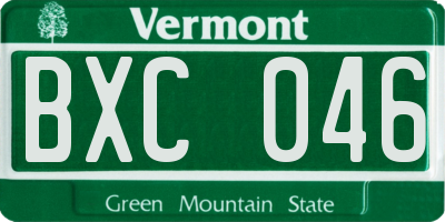 VT license plate BXC046
